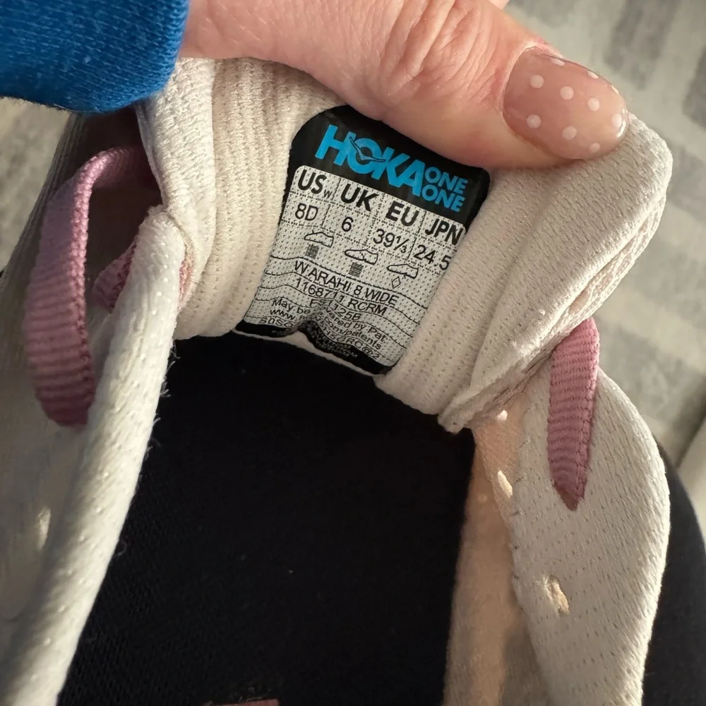 Hoka Women's White Sneakers with Pink Laces and Teal Heel Accent - Picture 5 of 5